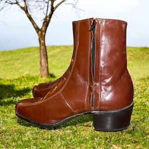 Florsheim Men's Brown Imperial Duke Leather Boot Shoe Side Zip Round Toe Size 7D